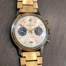 Rare Vintage 70s Breitling 9122 Blue Eyed Panda Valjoux 7733 Swiss Men's Watch picture