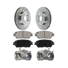 Brake Kit Front Calipers Pads Drilled Rotors Ceramic Vented SRBRPKG00073 picture