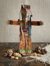 Vintage Mexican Xolo Dog Guardian Figure Nahua Guerrero Leather 18 in picture