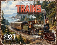 2027 Vintage Trains Wall Calendar – 16-Month Railroad Art (FREE SHIPPING) picture