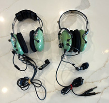 2- David Clark H10-20 Aviation Headsets Green/Black Boom Mic Dual Ear 12507G-29 picture