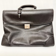 Vintage Valextra Briefcase Three Gusset Black Leather w/ Lock 16 x 12 x 7 Italy picture