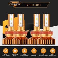 AUXBEAM H11 H9 High + Low Beam Combo LED Headlight Bulbs Kit 6500K Bright White picture
