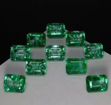50 Ct 10Pcs Certified Natural Colombian Green Emerald Loose Emerald Cut Gemstone picture