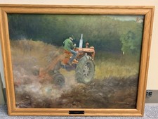 Vintage 1986 Rustic Original  Painting On Canvas “Farmall” Signed & Dated picture