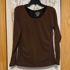 Bella Seamless Black and Brown Striped Long Sleeve Top picture