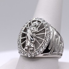 Authentic 925 Sterling Silver CZ Saint Jude Thaddeus Ring Christian Statement picture