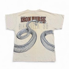 Vintage 1998 Iron Horse Saloon Bike Week Snake Skeleton AOP T Shirt XL Biker picture