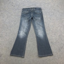 Maurices Women's Jeans Dark Wash 3/4 Short Bootcut Stretch Embellished picture