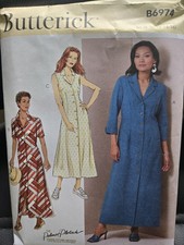 Butterick 6974 Shirt Dress w/ Front & Back Darts Misses' 8-16 Pattern Uncut picture