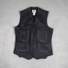 Vintage 70s Woolrich Wool Blend Zip Up Vest Mens 38 Gray Cinch Back Made in USA picture