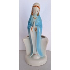 Vtg 50s Ceramic Virgin Mary Madonna Planter Statue Religious Ceramic 7.5 In picture