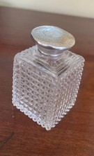 Antique Victorian Cut crystal Perfume Bottle with Silver lid.Good Condition picture