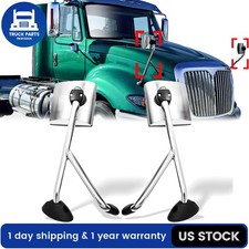 2PCS Chrome Hood Mirror w/Arm Pair For International Prostar Left and Right Side picture