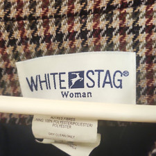 Vintage White Stag Women's 18W Wool Houndstooth Blazer Jacket Brown Burgundy picture