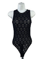 Wolford Women's Black Sleeveless Sheer Lace Bodysuit - L picture