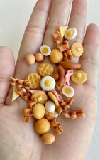 1:12 clay Handmade miniature Dollhouse Mixed Breakfast 30 Pcs Set Bacon Egg Ham picture