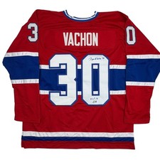 Autographed/Signed Rogie Vachon Montreal Red Hockey Jersey Beckett BAS COA picture