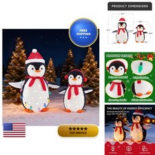 DUMOS 2-Piece Lighted Penguin Family Christmas Decoration with 150 LED Lights picture