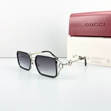 Gucci GG1675 Silver Black Frame Gray Gradient Lens Sunglasses New w/ Case picture