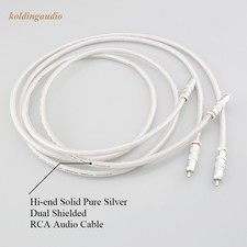 Pair 5N Pure Solid Silver RCA to RCA Cable HiFi Audio Cable Interconnect Line picture