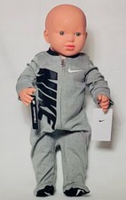 NEW AIR NIKE Baby Boys 1-pc GIFT SET: Sleeper Coverall  0-6 Months Gray & Black picture