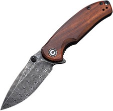 Civivi Pintail Linerlock Cuibourtia Wood Folding Damascus Pocket Knife 2020DS2 picture