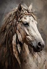 Native Horse Canvas Wall Art - Rustic Western Equestrian Home Decor Print picture