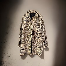 Vintage Marc Jacobs Zebra Print Canvas Snap Front Lined Coat w Pockets Sz Small picture