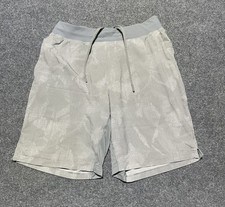 Lululemon Men's Activewear Shorts Gray White Pattern Drawstring Workout Size M picture
