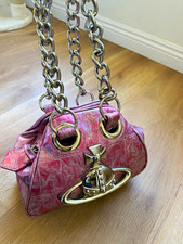 Vivienne Westwood Pink Crocodile Embossed Satchel Top Handle Chain Strap picture