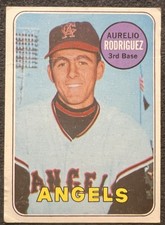 1969 TOPPS HIGH # AURELIO RODRIGUEZ (CAL ANGELS) #653 CORNER CREASE WRINKLE picture