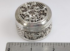 Antique Vintage SE Asian Indonesian Silver Plated Repousse Pierced Betel Nut Box picture