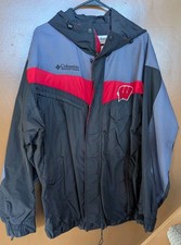 Vintage Columbia Sportswear Men's Ski Jacket Shell Large Gray Red Black Badgers picture