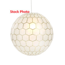 Creative Co-Op Capiz Honeycomb Globe Pendant Light Capiz White Seashells Antique picture