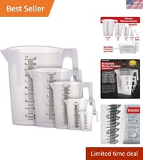 5 Piece Set of Plastic Graduated Measuring and Mixing Pitchers - 500, 1000 Qu... picture