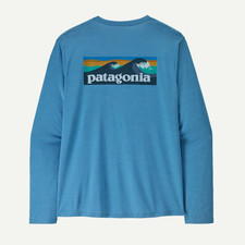 Patagonia Men's Long-Sleeved Capilene® Cool Daily Shirt - Boardshort Logo, Blue picture