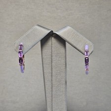EFFY Sterling Silver Baguette Amethyst & Purple Enamel Hoop Earrings picture