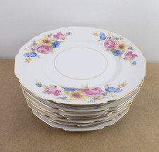 10 Heinrich H&C HC316 Dinner Plates Blue Pink Yellow Flowers Germany 9.8
