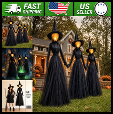 6 FT Set of 3 Light-Up Witches with Stakes, Outdoor Halloween Yard Decor picture