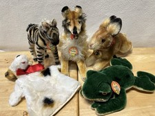 Antique vintage Steiff mohair 4 plush animal lot. Plus free character puppet. picture