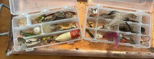 VTG Fishing Tackle Boxes Heddon Arbogast Jitterbug Wiggler Nymph Flies Misc Etc picture