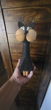 Vintage Laurids Lonborg wooden black cat MCM Figurine Denmark Lønborg Danish mod picture