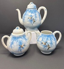 VTG Kutani Ware Japanese Porcelain Teapot Sugar Bowl and Creamer Set picture