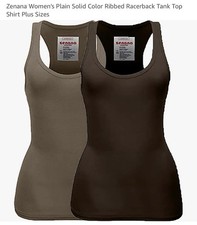 Zenana Women's Ribbed Racerback Tank Top Scoop Neck Stretch Brown 3X Plus 2Pack picture