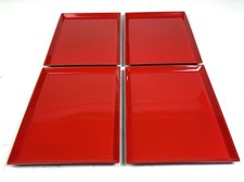 OMC Wajima Lacquerware Negoro Style Lacquer Tray Set Of 4 Japan Red picture