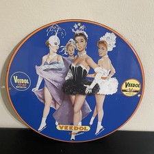 VINTAGE VEEDOL DANCING LADIES GASOLINE OIL PORCELAIN SIGN picture