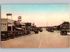 c1930 Main Street View BARSTOW California CA Albertype Hand Colored Postcard picture