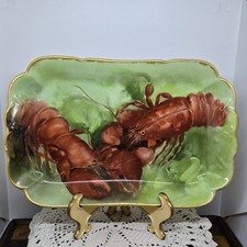 Rare Antique Haviland Limoges France Hand Painted Lobster Serving Platter 1900'  picture