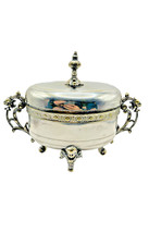 Vintage Hefra Silverplate Sugar Bowl, Fraget Baroque Cherubs European-MINT picture